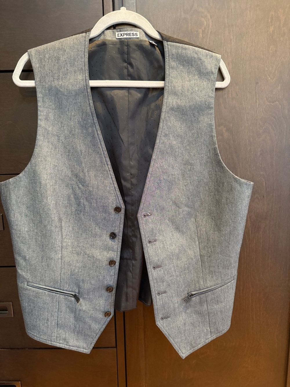 Express Gray Men's Dress Vest with Notch Hem